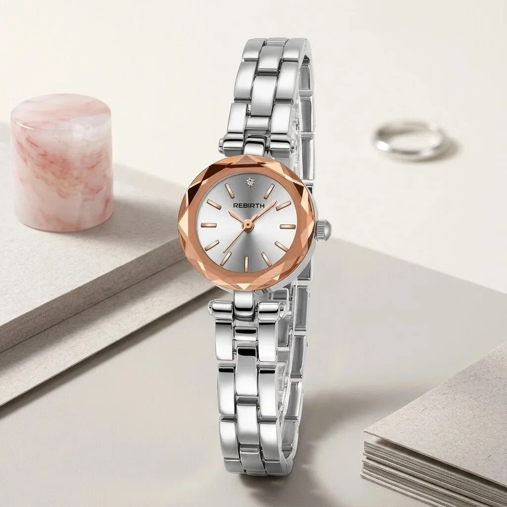 Light Luxury Niche Round Stainless Steel Strap Simple Casual Versatile Watch