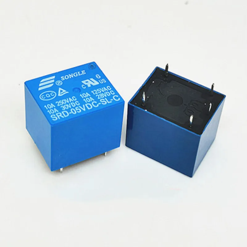 100 pcs/lot  5V DC Coil SPDT Power Relay,250V AC/30V DC ,10 Amps, SRD-05VDC-SL-C.