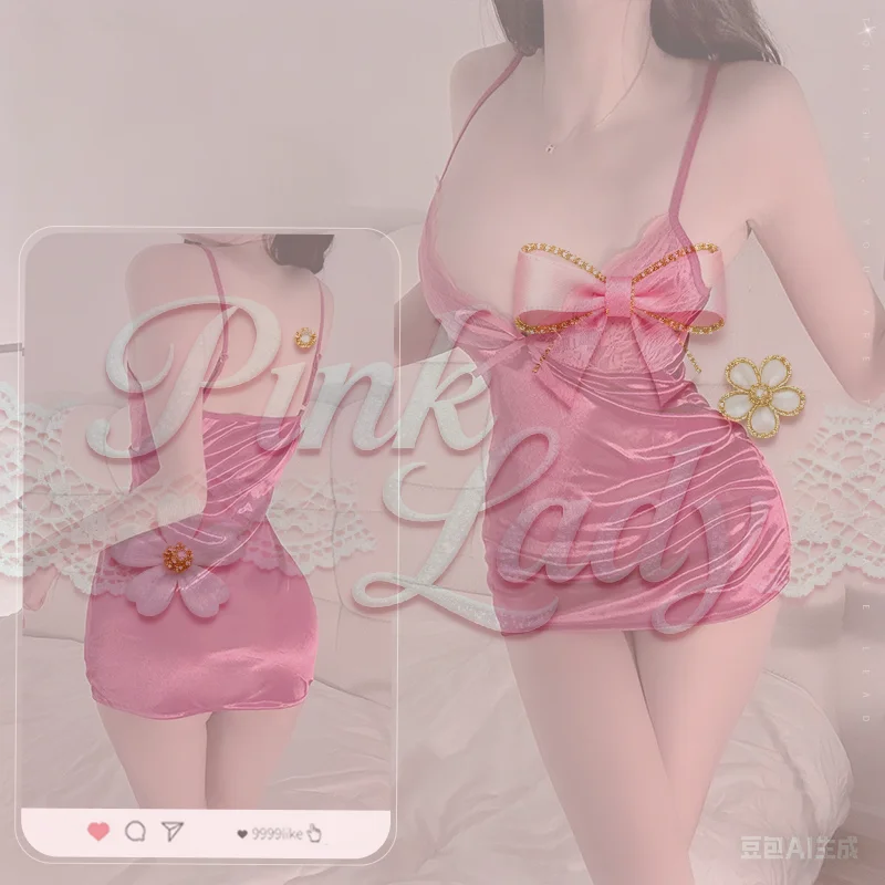 

Сексуальное женское белье, наряд для ночного клуба, кружевная лоскутная шелковая ночная рубашка с запахом на бедрах, мини-платье на тонких бретельках