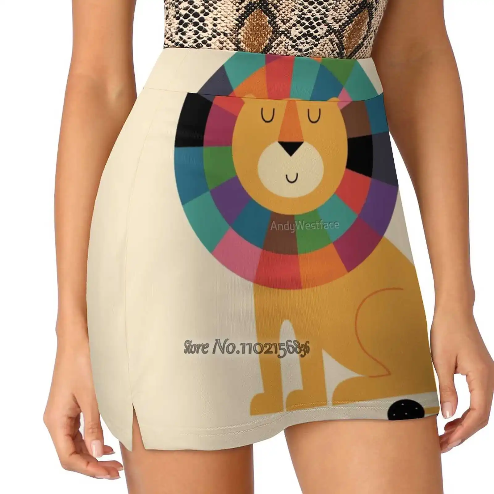 Mr. Confidence Women Sports Lining Skirt Tennis Dance Fitness Short Printed Skirts Confidence Brave Lion Animals Colorful King