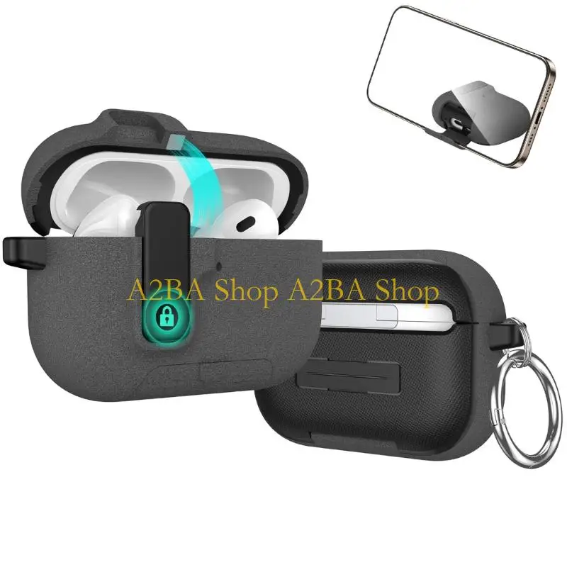 A2BA Automatic Lock Cases Phone Stand Headphone Cover Shockproof Sleeve Replacement for Wireless Earbuds Accessories