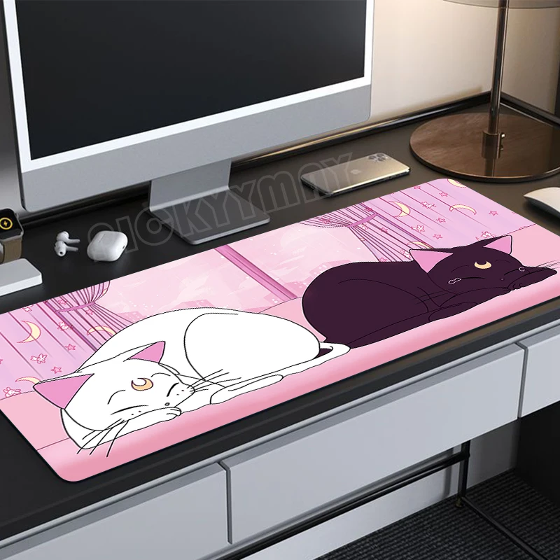 

Large Gaming Mousepads Pink Mouse Pad Computer Mousepad Cat Desk Mat 90x40cm Desk Pads For PC Keyboard Mats Table Rug