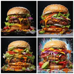CHENISTORY 5D Diamond Painting Full Square Delicious Hamburger Diamond Embroidery Mosaic Kits Art Home Decoration New Arrival