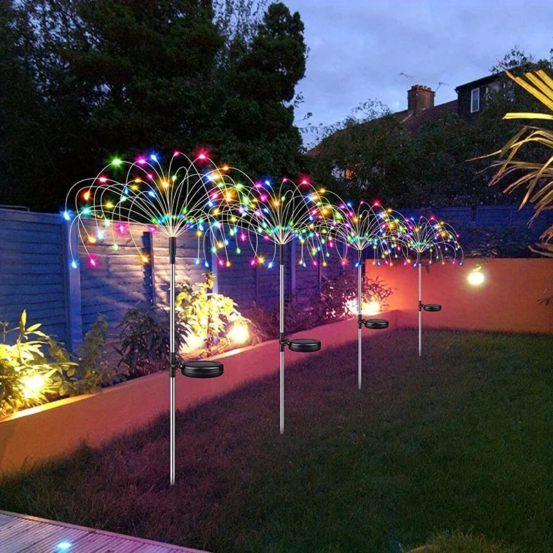 1-packs kerstverlichting op zonne-energie, waterdichte vuurwerkverlichting voor buiten, LED's tuinbloemlicht voor tuin kerstfeest doe-het-zelf decoratie