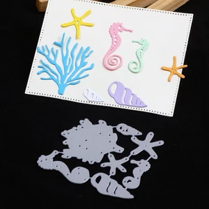 Algas Seahorse Shell Metal Corte Morre, Stencils para DIY Scrapbooking, Gravação Decorativa, Artesanato Die, Corte Template Mar 6 principais vendas cortadores algas - №3