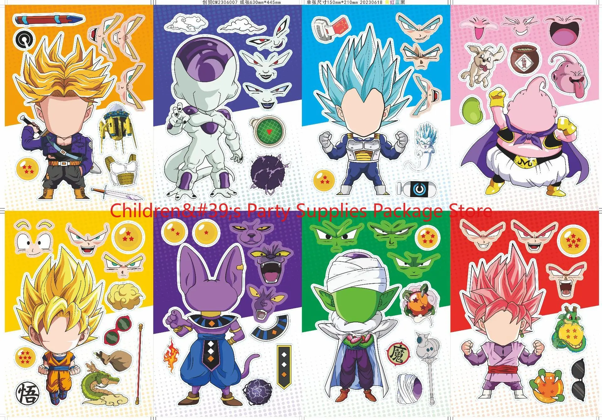 Bandai 8/16 pçs dragon ball crianças diy quebra-cabeça adesivo diversão anime dos desenhos animados montagem adesivos para brinquedos das crianças presente de aniversário