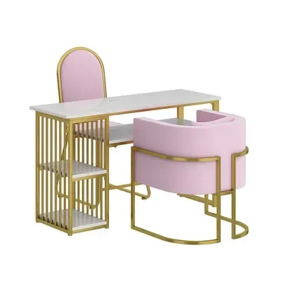 

Nail Table Pink Chairs Beauty Salon Nail Station Manicure Table,leisure Facilities Multifunctional Nail SPA Salon Furniture