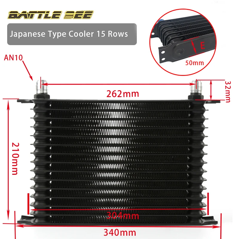 BATTLEBEE Car Engine Oil Cooler Cooling System Kit With Rubber Tube Aluminum Radiator For Toyota 1JZ 2JZ BB-OCK-140