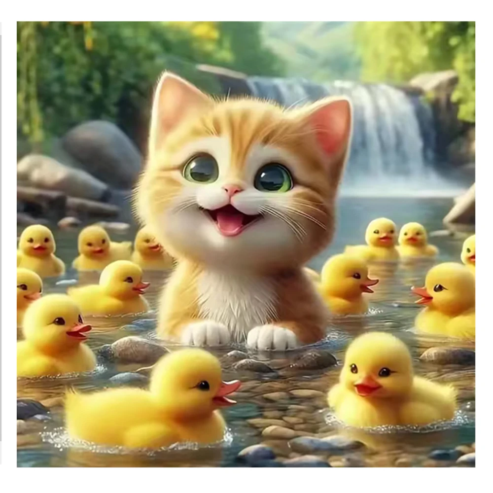 

5D наборы алмазной живописи «сделай сам» - дизайн «Утка-водопад», полная квадратная и круглая дрель, мозаичная вышивка, милые животные, декор стен ручной работы