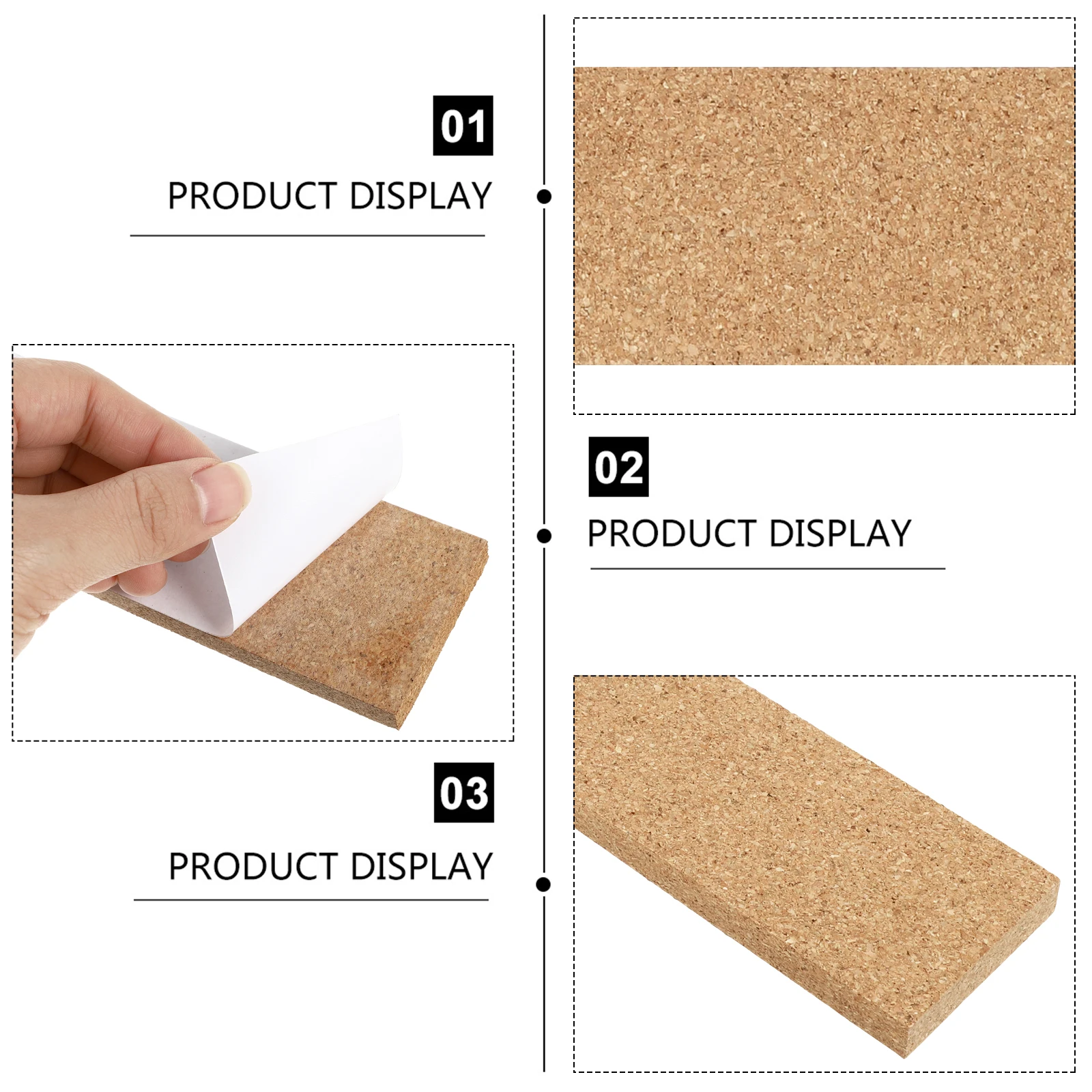 2 Pcs Cork Strip Wall Sticker Photo Board Bulletin Self-Adhesive Corkboard for Office Thumbtack Strips