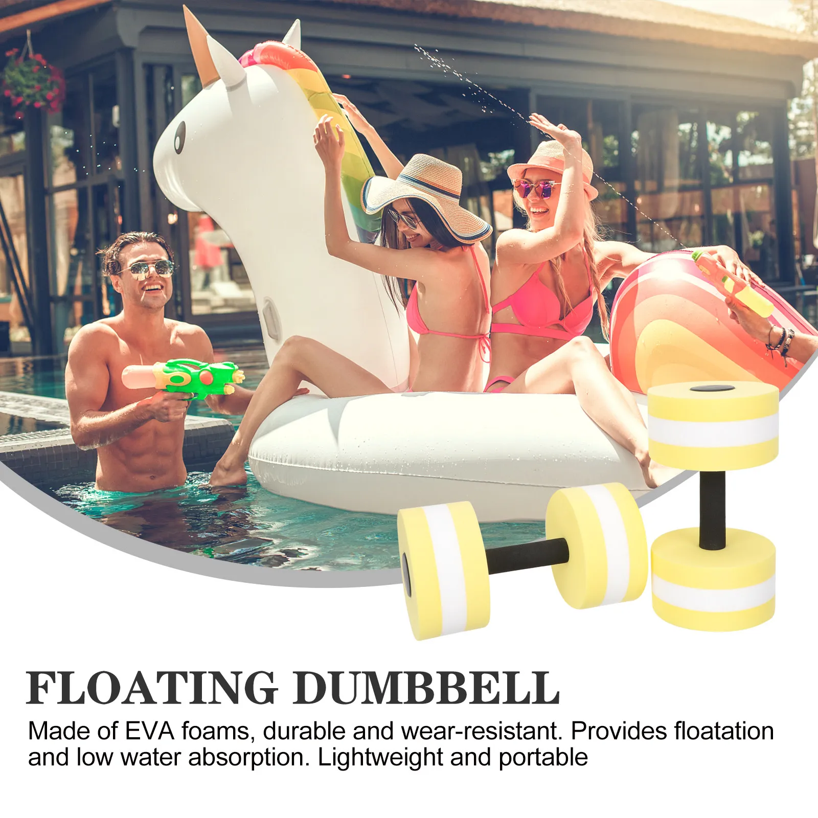 2Pcs Floating Water Dumbbells Professional Eva Aqua Fitness Weights for Pool Exercise Shoulder Arm Chest Back Core Training