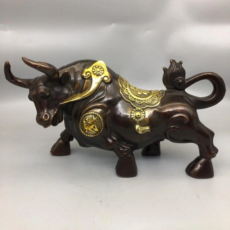 Antique Pure Copper Cow Ornaments Wealth and Power Ruhong Niu Jinqian Niu Financial Resources Rolling Sky Home Hallway Decorativ