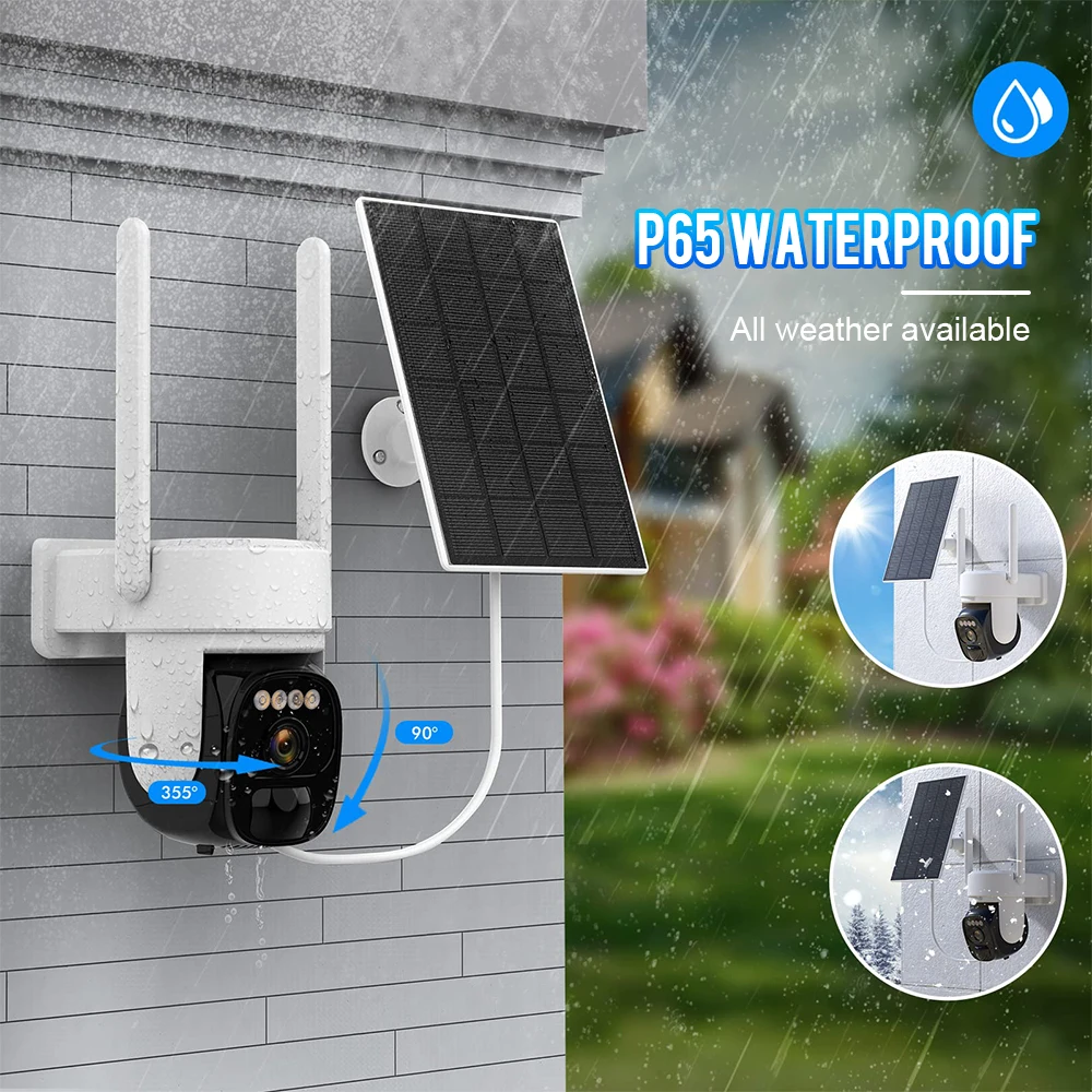 2K HD Solar Security Camera Super Battery Powered WiFi Camera Outdoor AI Human IR Control Detect CCTV Camera 6X Digital Zoom