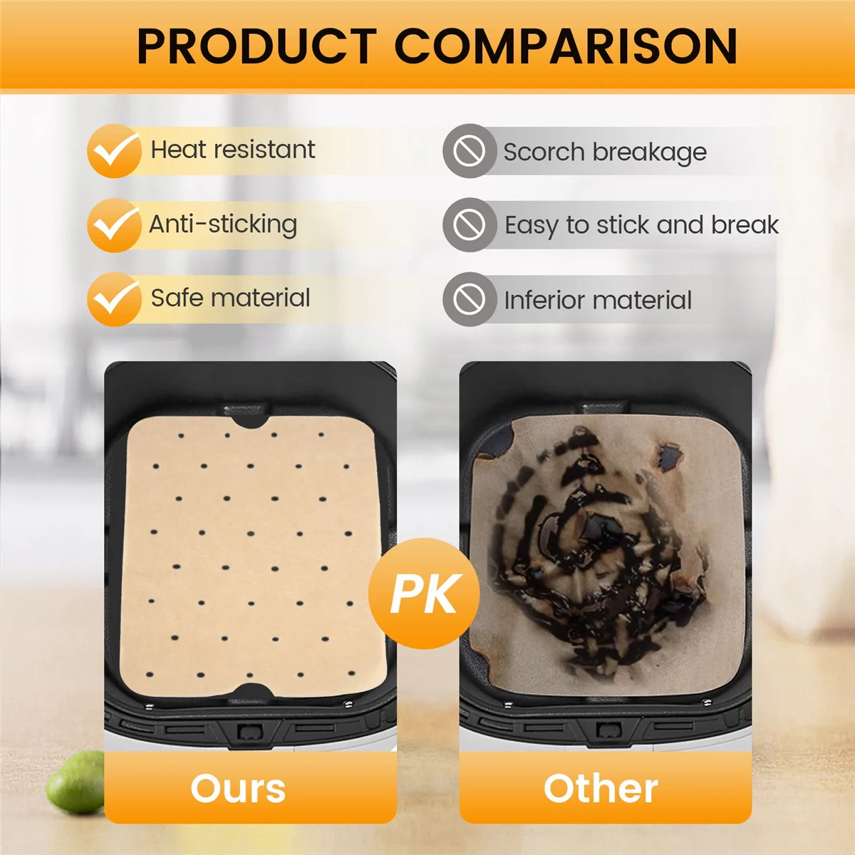 EQAZ-100 個エアフライヤー紙空気穴エアフライヤークッキング紙ライナー Ninja Foodi スマート FG551 エアフライヤーアクセサリー用