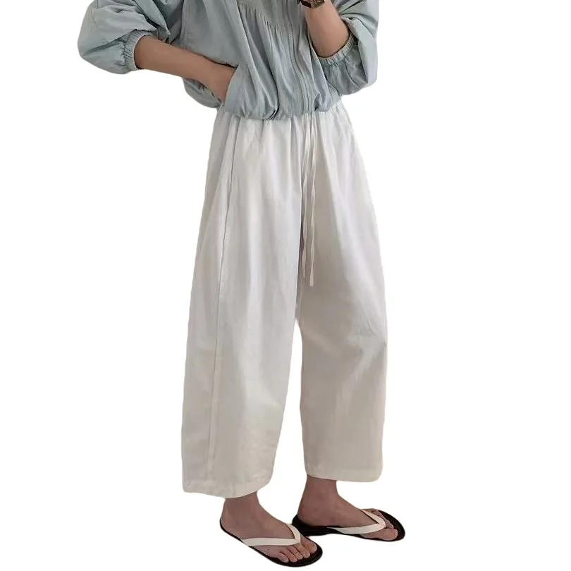 Wide-leg Pants Casual Nine-point Pants Summer Thin Washed Cotton Loose Pants