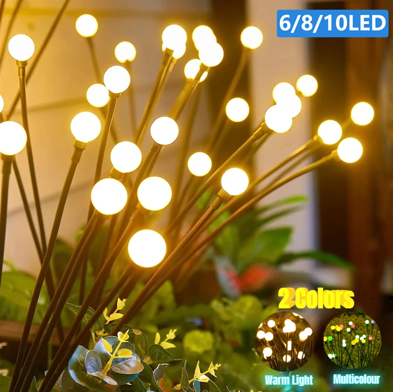 6/8/10 LED Solar Powered Firefly Lights FLSTAR FIRE Wodoodporna dekoracja ogrodowa Światła krajobrazowe Fajerwerki Lampy Firefly