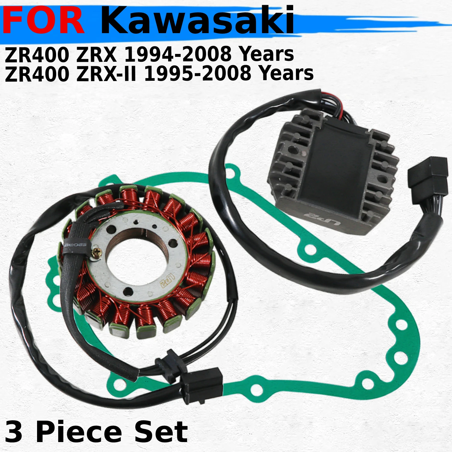 

Fits for Kawasaki ZR400 ZRX ZRX-II 1994-2008 Years Regulator Magneto Stator Coil Gasket Kit OEM:21003-1214/21066-1096/11009-1868