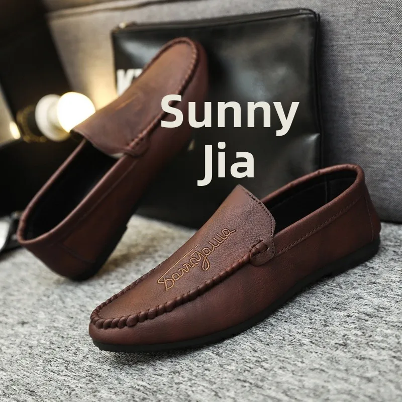 

Новые мужские удобные повседневные лоферы с круглым носком, верх из синтетической кожи, подкладка из кроличьего меха, осенний сезон