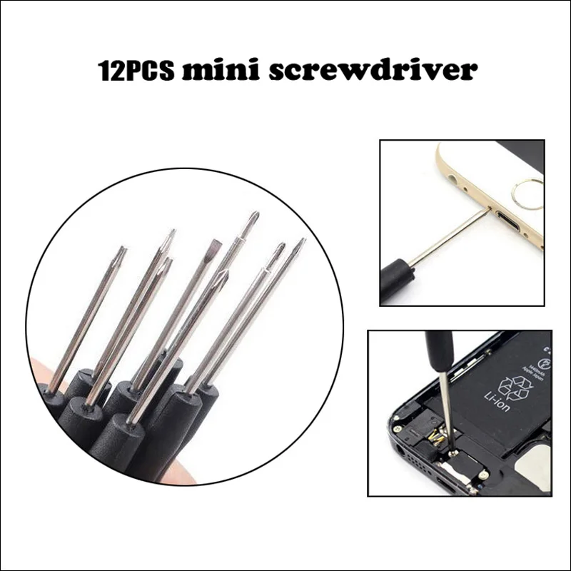 12pcs/set Mini Multi-Function Precision Screwdriver Set Smartphone Tablet Repairing Disassembly Tools Set