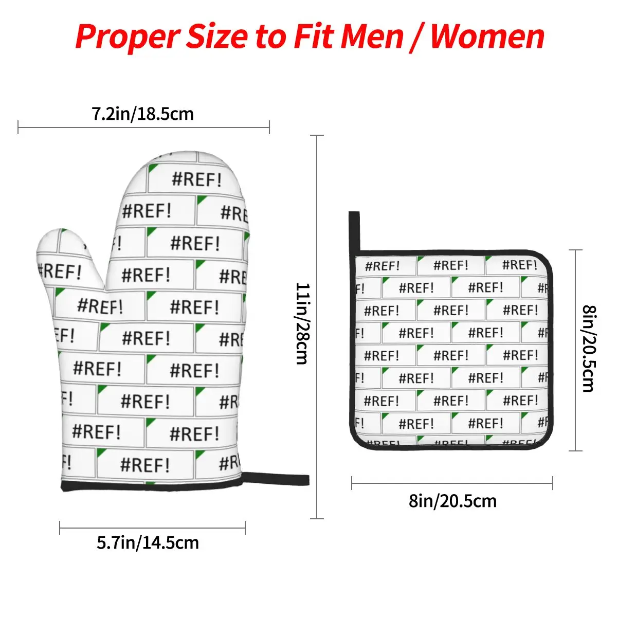 Excel #REF! Error Oven Mitts and Pot Holder Sets of 4 for Baking Kitchen Cooking BBQ Resistant Non-Slip Gloves