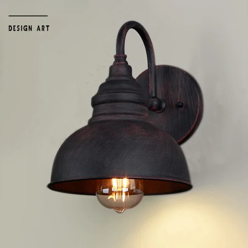 Iron Art Wall Lamp Retro Rural Industrial Style Outdoor American Style Aisle Wall Lamp Sand Black Decorative Wall Lamp