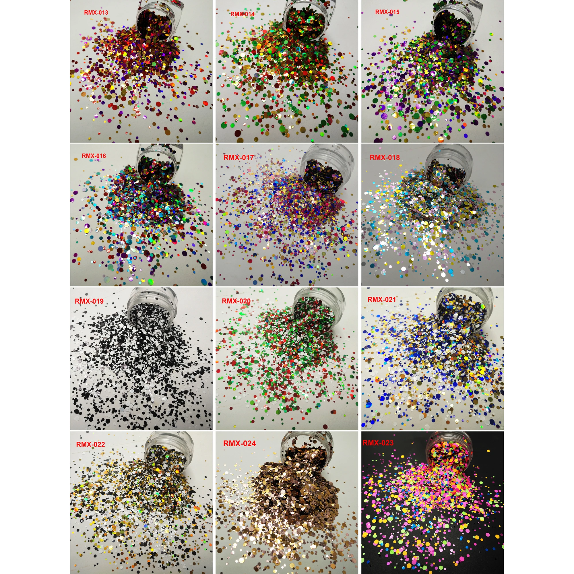 

50Gram Round Dots Nail Glitter Mix Colors Makeup Nail Art Chunky Paillette Spangle Shapes for Glitter Craft Facepainting