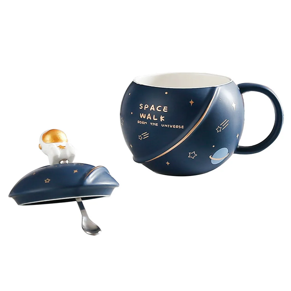 1Set Premium Ceramic Astronaut Mug Heat Resistant Water Cup Multi Functional Beverage Cup for Home Office Hotel Restaurant Gift