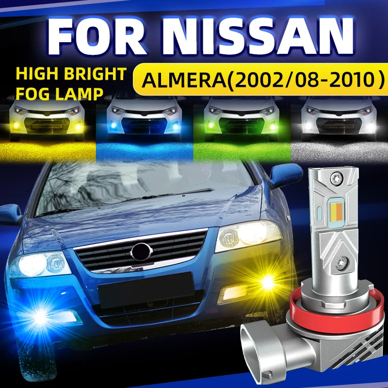 2pcs Car LED Front Fog Light Bulbs Xenon White Yellow Dual Colors Switchback For Nissan Almera N16 Almera Classic B10 2003-2010