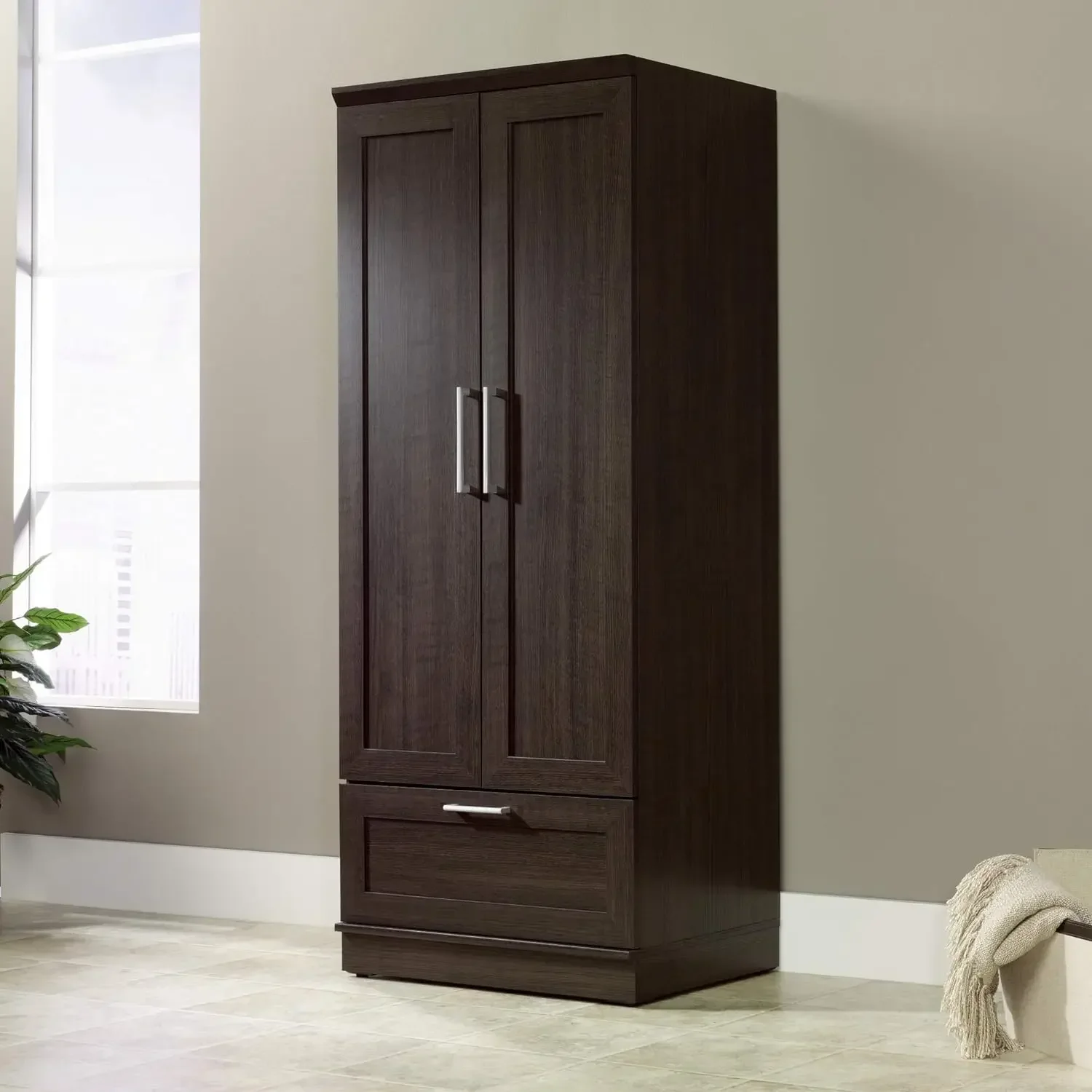 

# Wardrobe/Pantry Cabinets, L: 28.98" X W: 20.95" X H: 71.18" Closet , Dakota Oak Finish Storage Cabinet #