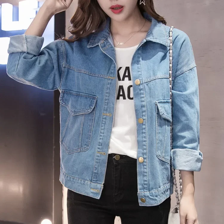 Coat Denim Jackets Women Outerwear Pockets Washed Single Breasted Turn Down Collar Jacket Streetwear Autumn 2025 Mom Jeans