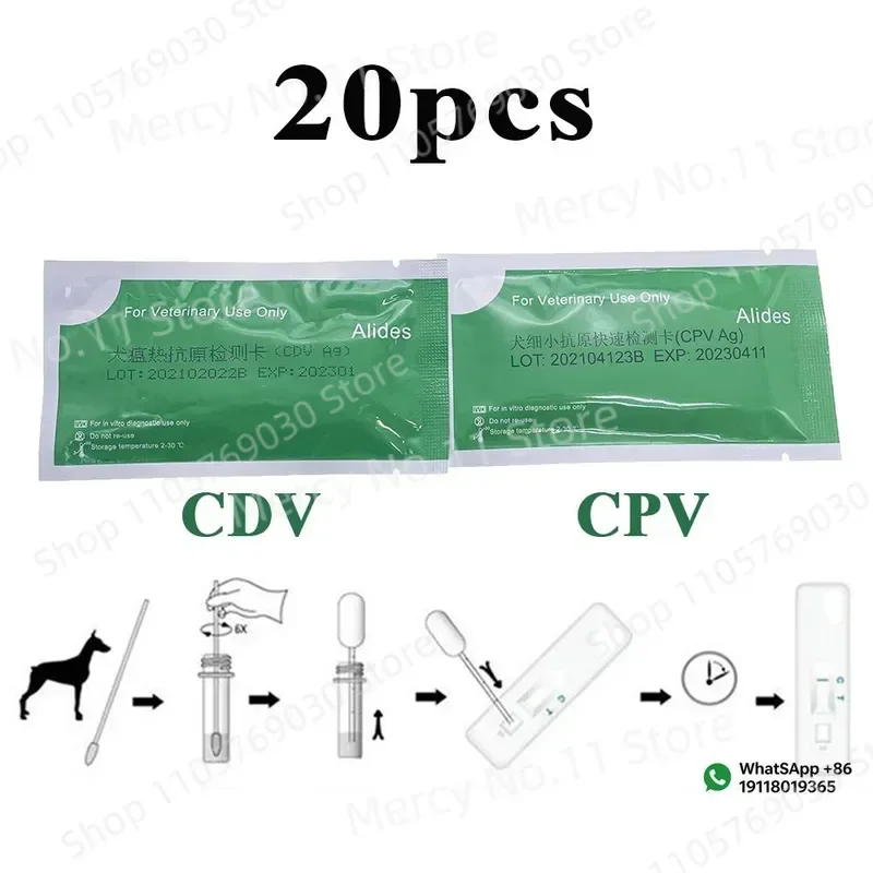 for Pet Dog Canine CDV CPV Rapid Test Kit Parvovirus Distemper Virus Early Detection Card Home Clinic High Accurate 20St