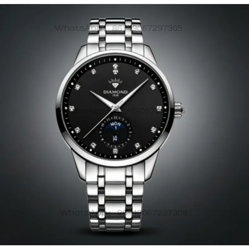 

Da Qin Wang Jian Shanghai Diamond Brand Watch Men's Mechanical Watch Large Dial H201 Moon Phase Set Waterproof
