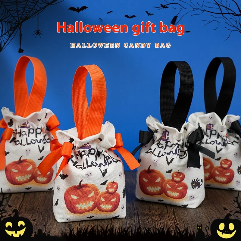 10pcs Halloween Gift Bags Children's Pumpkin Tote Bags Trick or Treat Candy Bags Gift Packaging Bags Party Decorations