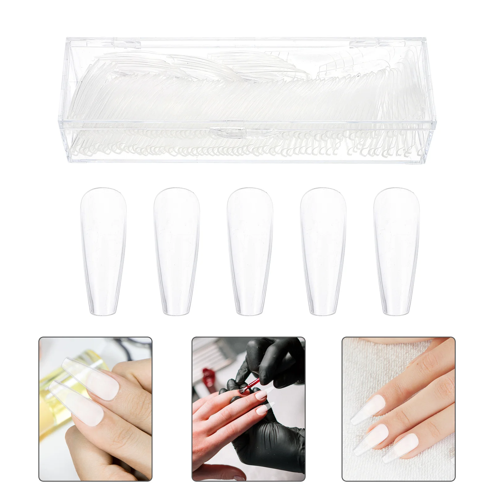 

200pcs False Transparent Fake Nails For Manicure Diy Salon Full Cover Artificial Press-On Nails Diy False Nail Decor