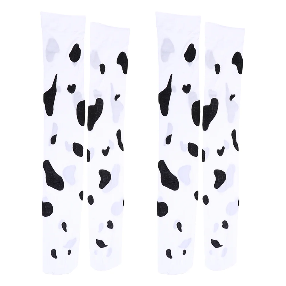 Cow Pattern Stockings for Women Tube Socks Knee Compression Print Tall Long Fuzzy Boot Winter Leg Warmers over The Hose