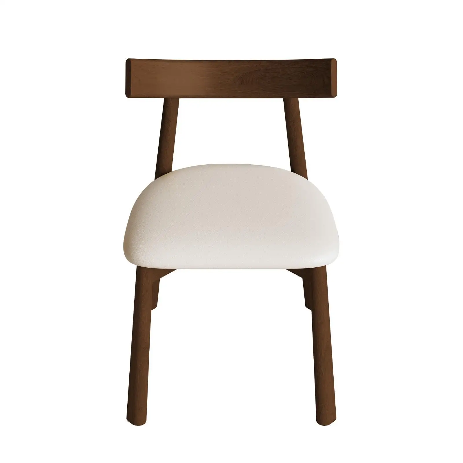 

Curved Backrest Restaurant Chairs Modern Walnut Finish Leather Seat Sturdy Wooden Legs Armless Ergonomic Seating for Bedroom