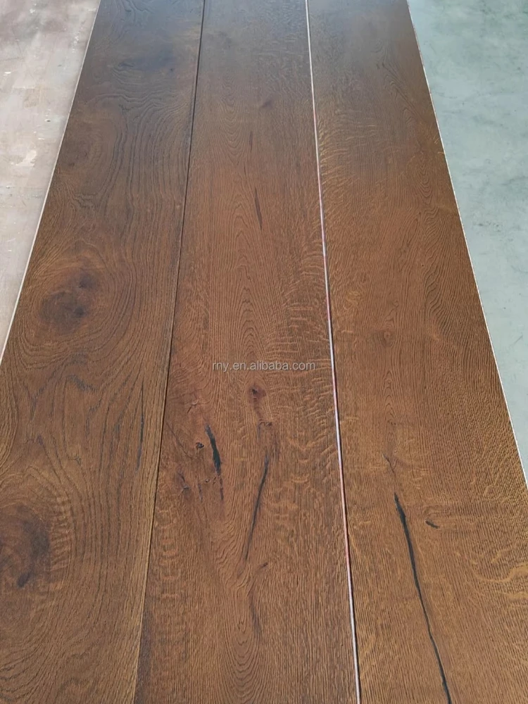 Versión personalizada, suelo de roble blanco de 220mm de ancho, suelo de madera dura multicapa de roble liso