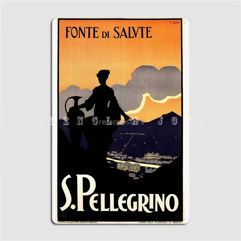 Italien S Pellegrino Mineral Water Fonte Di Salute Poster Metallplakette Club Wand erstellen Wandplakette Blechschild Poster