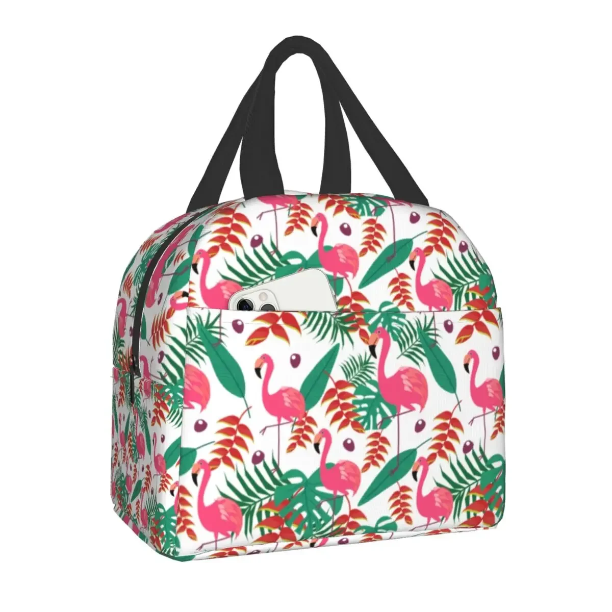 

Flamingo Pattern Thermal Insulated Lunch Bag Women Tropical Portable Lunch Container Work School Travel Multifunction Food Box