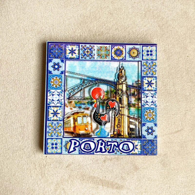 

Portugal Porto tourism souvenir, 3D skybridge refrigerator magnet, office, home kitchen decoration