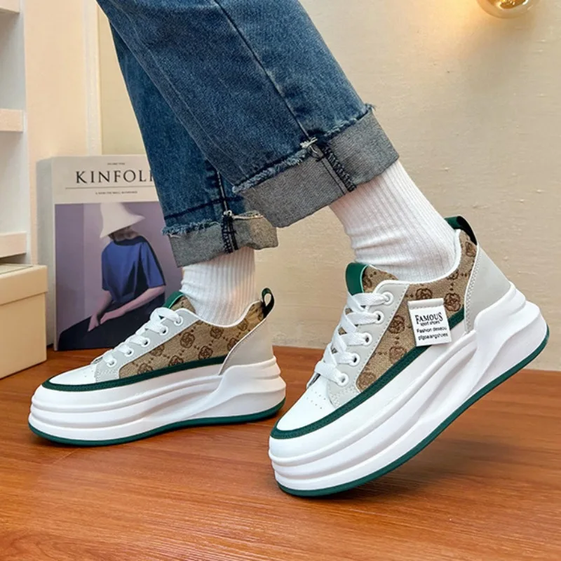 Women's Fashionable Thick-Soled Board Shoes Breathable Versatile Casual Spring Autumn Simple Trendy Teenager Footwear
