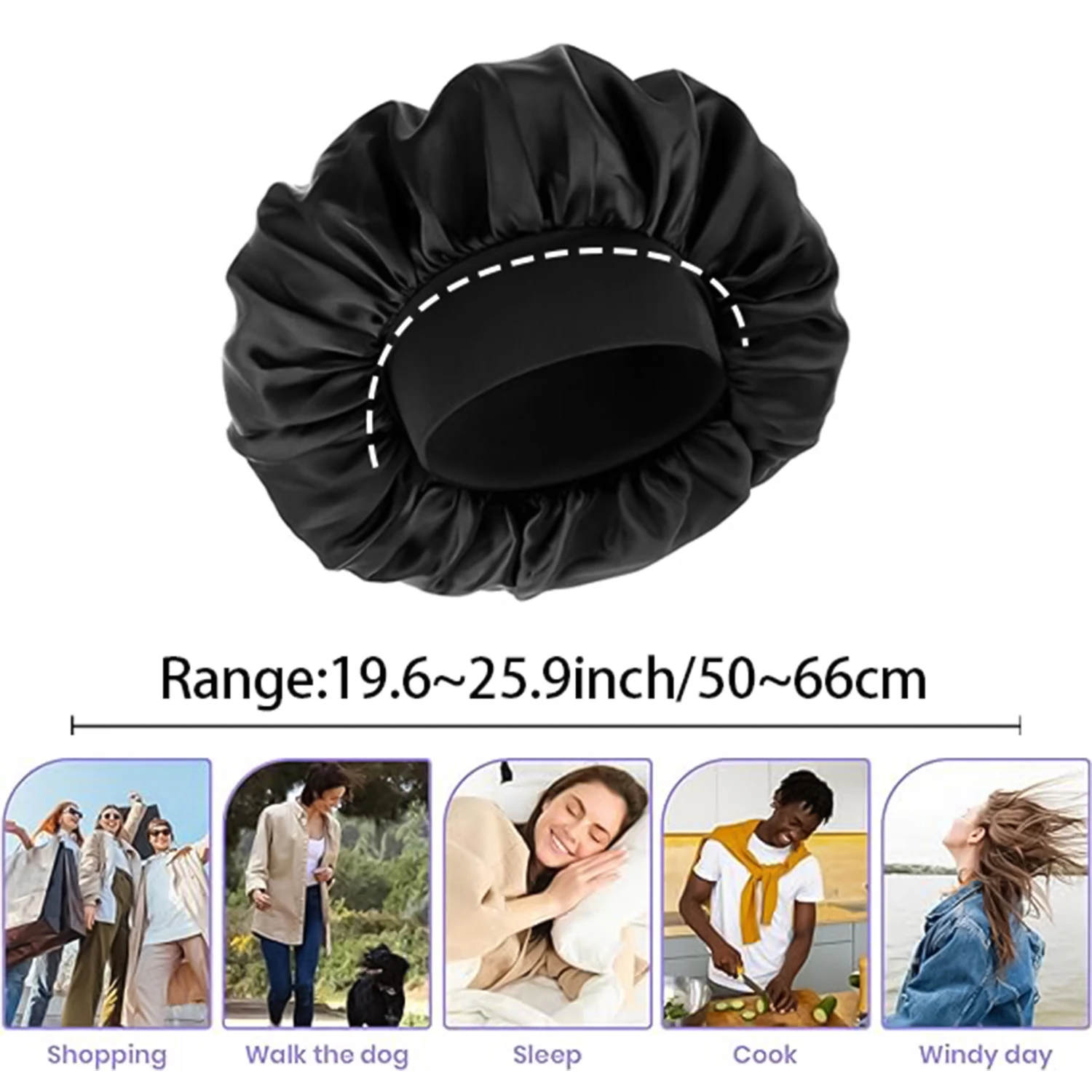 Women\'s Fashion Bonnet Extra Large Wide Edge Elastic Hair Hat Casual Home Daily Silk Smooth Tiny Sleeping Hat Hat