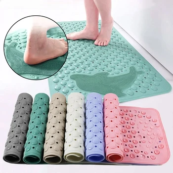 Tapete antiderrapante de silicone para banheiro, tapete antiderrapante de pvc para chuveiro, massagem de golfinho, ventosa com buraco de drenagem