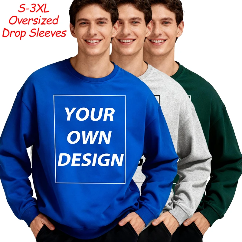 メンズカスタムロゴ秋オーバーサイズドロップショルダー スウェットシャツ 新作カジュアルストリートフードレスルーズデイリースポーツウェアベーシックトップ