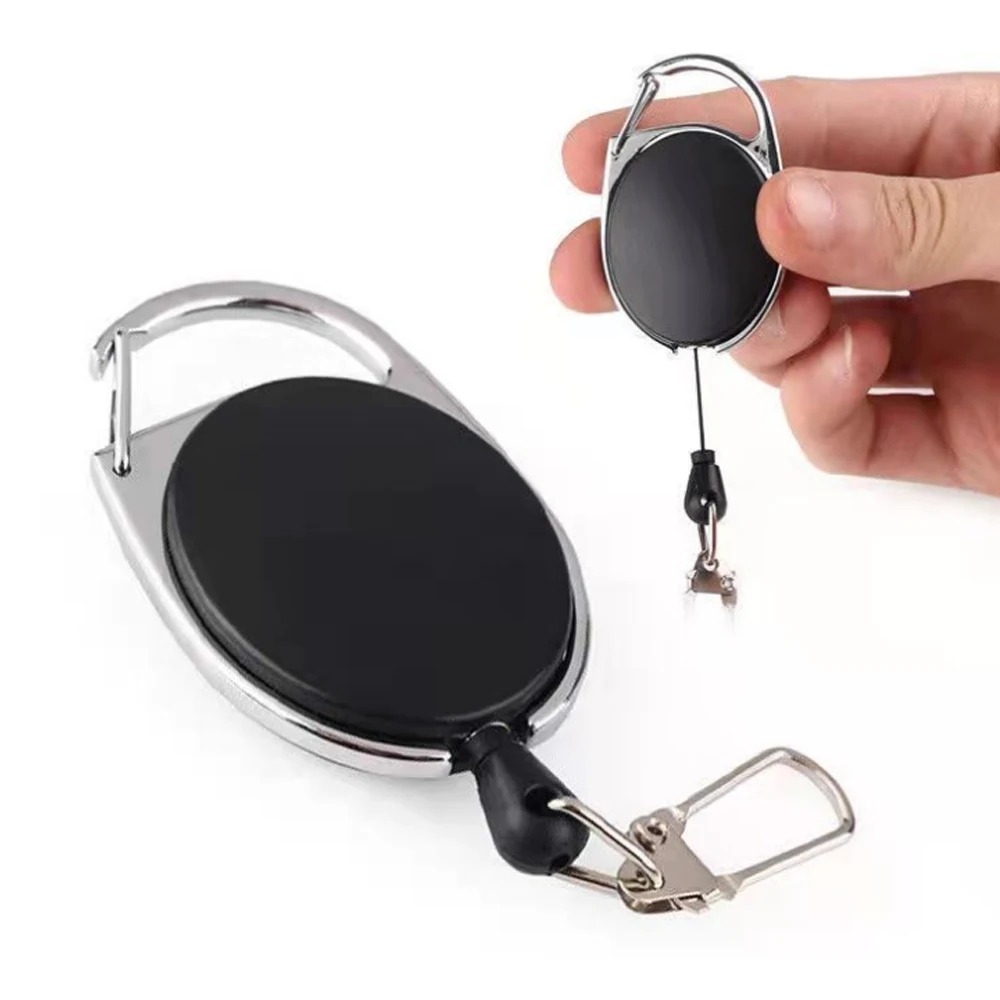 Elastic Key Chain Fly Fishing Retractor Tools Extractor Keeper Retractable Key Chain Zinc Alloy Key Rings