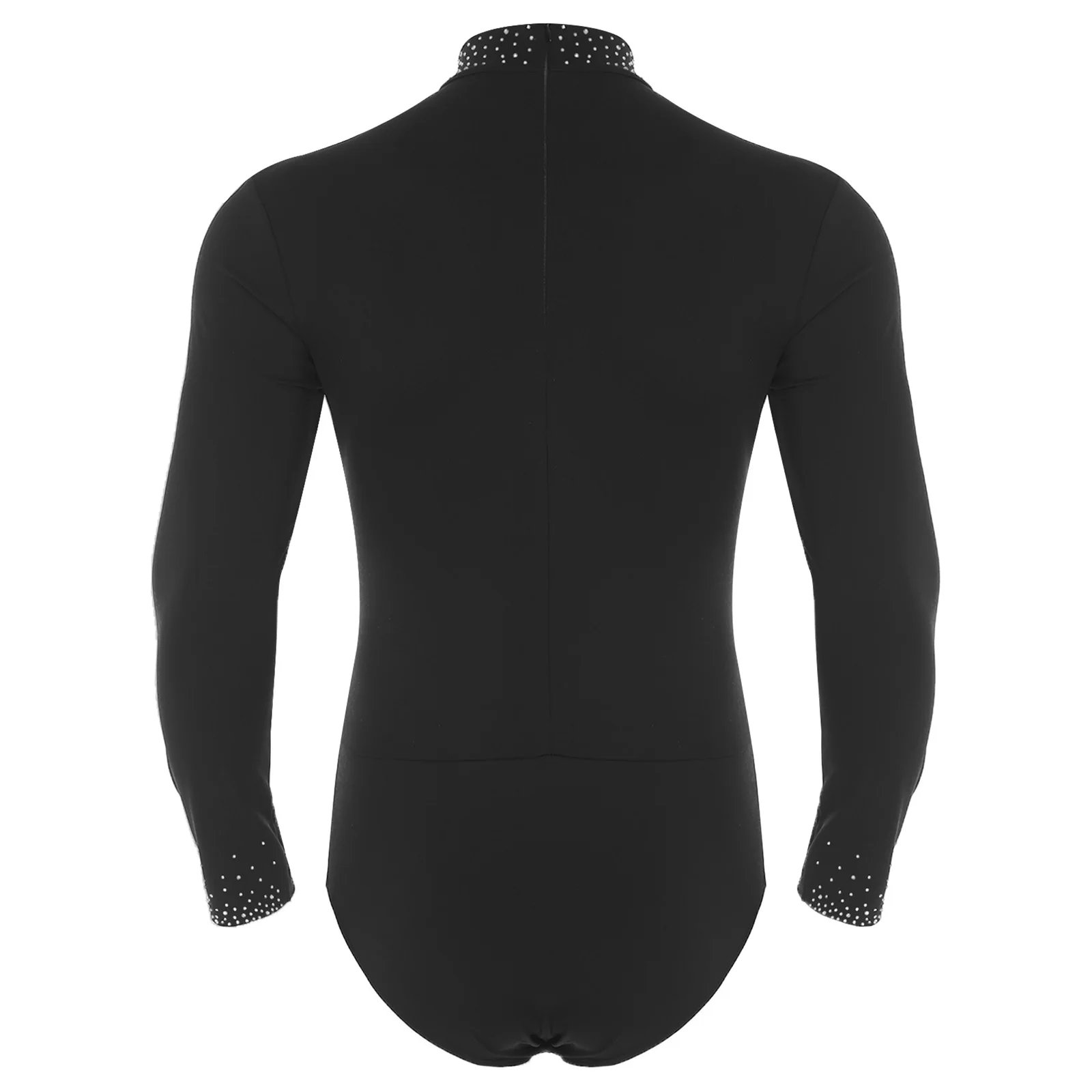 Adulto homem brilhante valsa dança de salão manga longa collant ginástica ballet acrobacias palco dança desempenho outfits