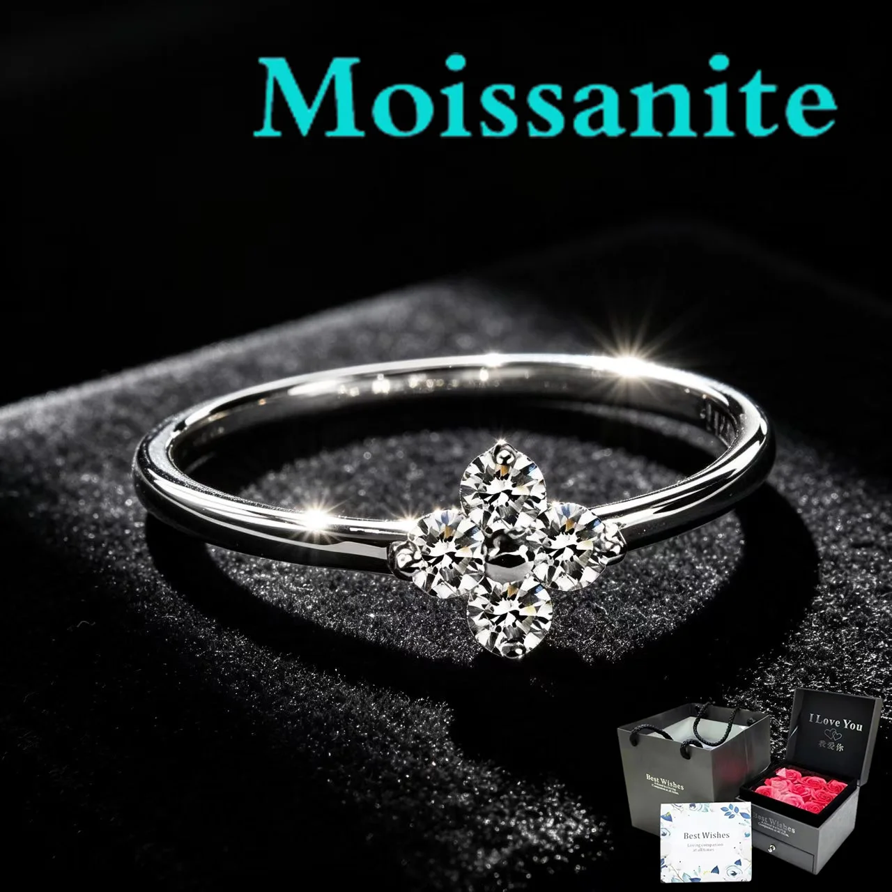 

S925 pure silver four-leaf clover ring for women - exquisite, high-end, elegant and versatile accessory