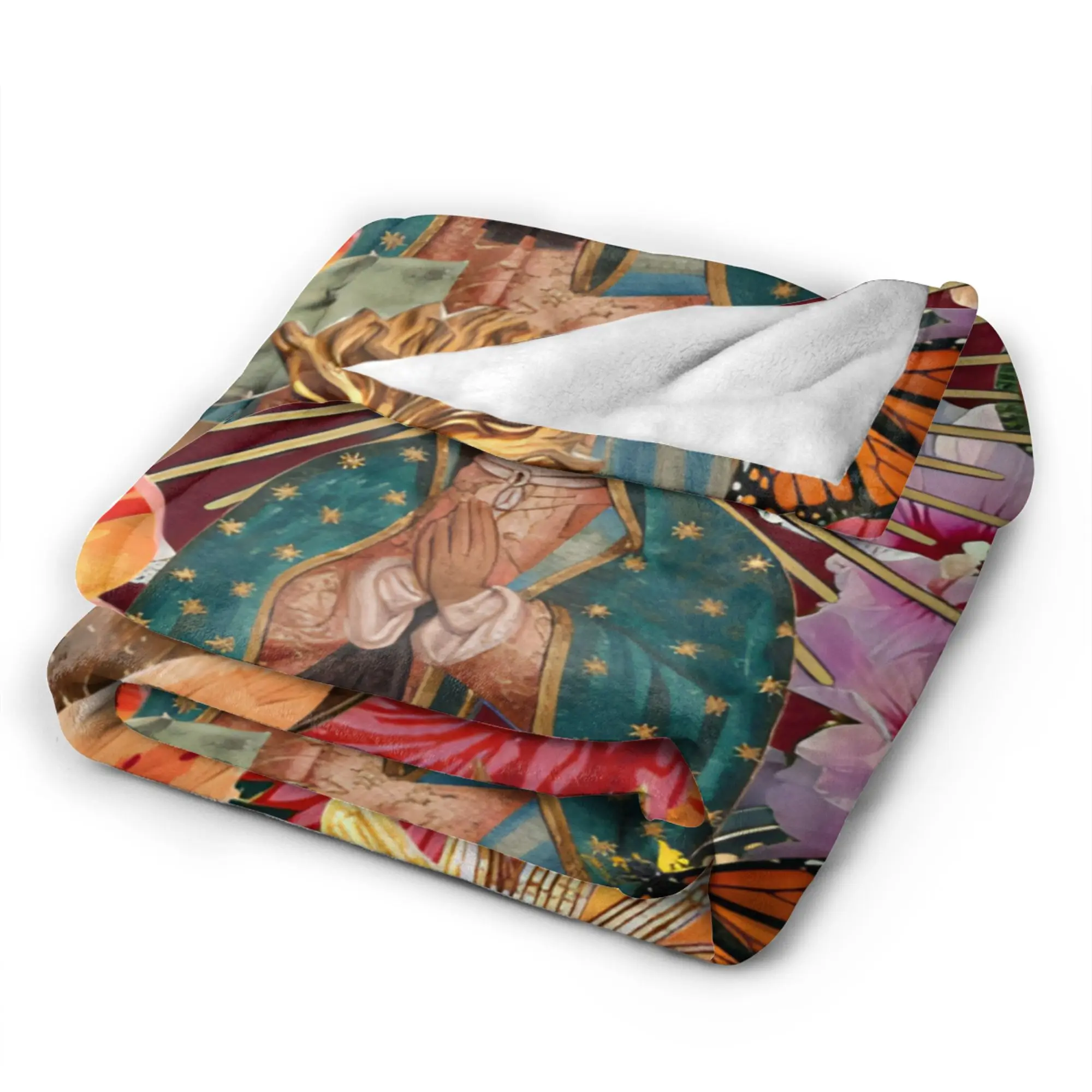 Virgin Our Lady of Guadalupe Mexican Throw Blanket for Couch  Fuzzy Soft Plush Blanket 50x60 Inch Multi-size Bedspreads - view 5