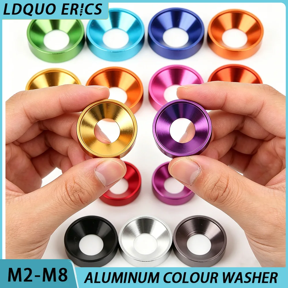 M2 M2.5 M3 M4 M5 M6M8 Aluminum Colourful Anodized Countersunk Washer for DIN7991 Hex Socket Screw Electronics Drone DIY Fastener