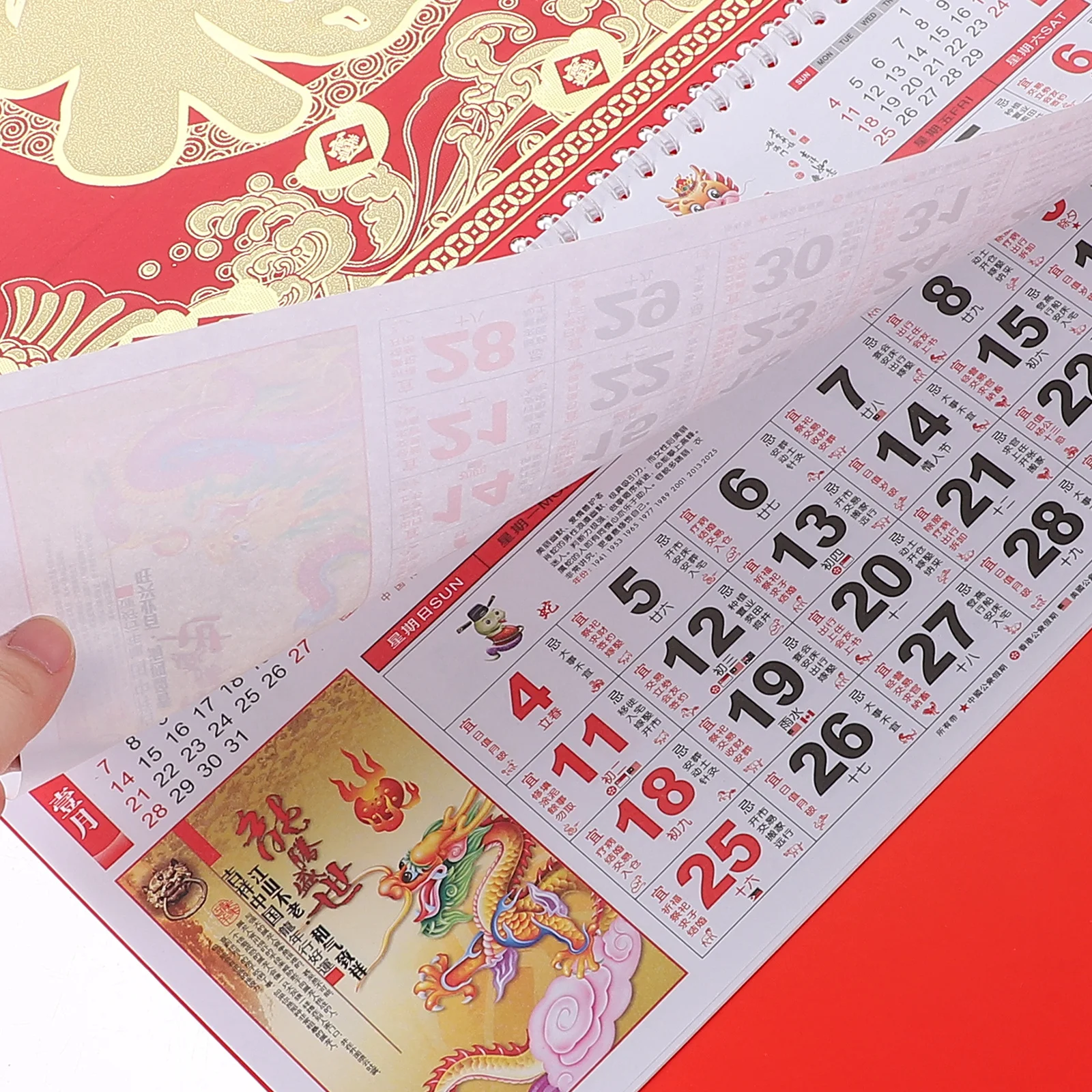 

Традиционный китайский календарь 2024, подвесной настенный календарь, год Дракона, лунный ежемесячный планировщик, домашний декор, подарок 2024, подвесные календари